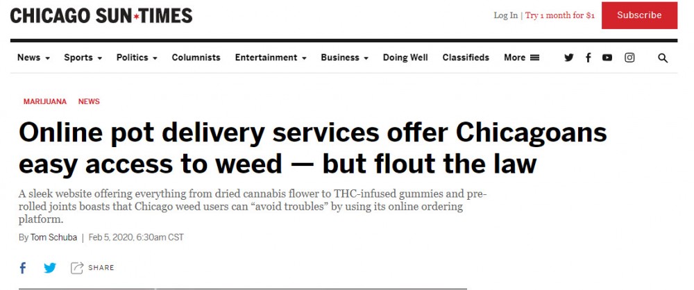 chicago illegal weed delivery